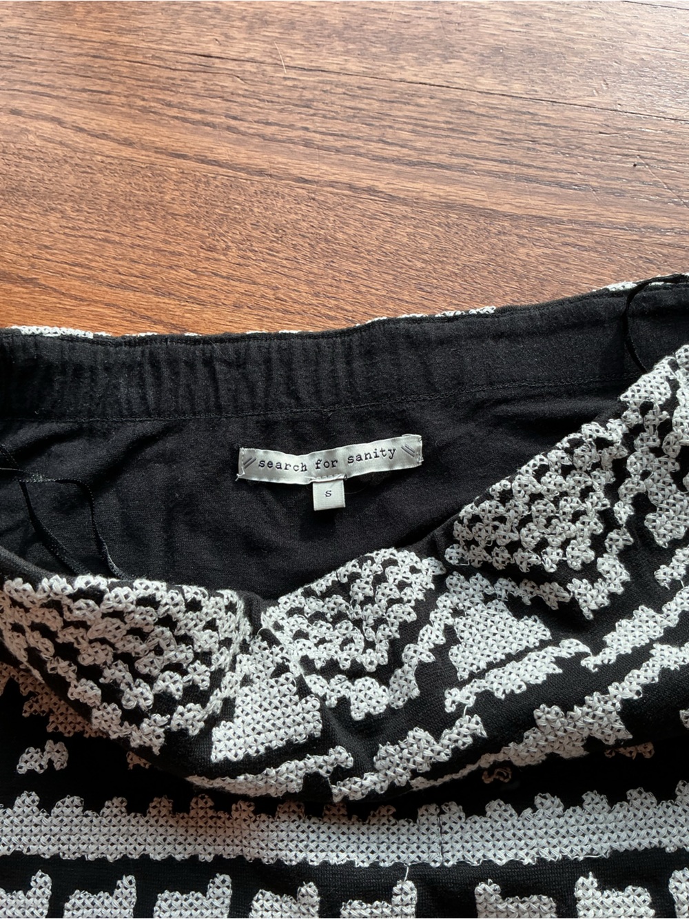 Search for Sanity Black & White Crochet-Pattern Knit skirt